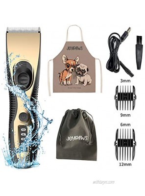 JOYPAWS Washable Dog Clippers Waterproof Pet Clippers Low Noise Hair Clippers Set with 2h Work Time Dog Trimmer Cordless Pet Grooming Tool Dog Hair Trimmer for Dogs Cats Pets