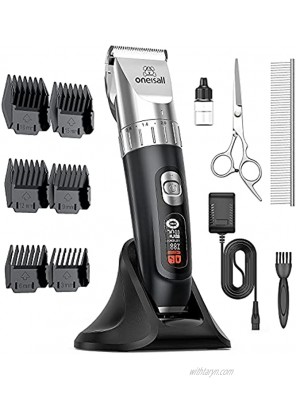 oneisall Dog Clippers,5-Speed Quiet Dog Grooming Kit,Cordless Low Noise Electric Pet Shaver Dog Hair Clippers,Professional Dog Grooming Clippers with Stand Base Clippers for Dogs Cats Pets