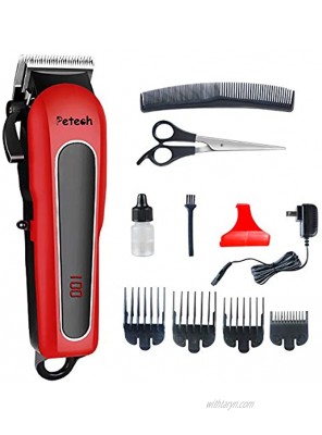 Petech Dog Grooming Clippers Rechargeable Cat Shaver Cordless Trimmer Quiet Low Noise Professional Pet Grooming Kit for Thick and Heavy Coat Red 1 set