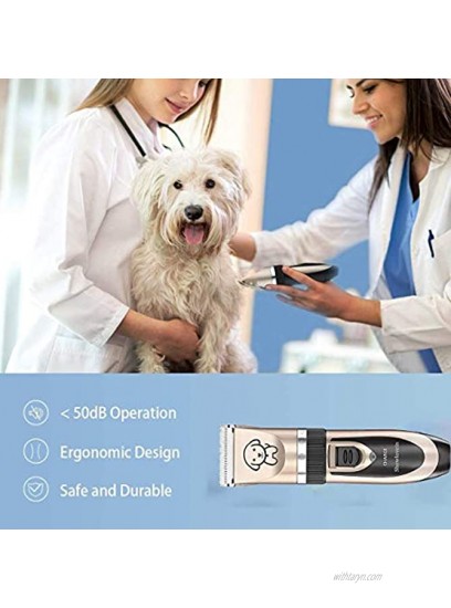 Showlovein Dog Clippers Pet Grooming Clipper Kits Dog Nail Clippers Low Noise Rechargeable Cordless Quiet Cat Dog Groomer Tool Hair Trimmer Razor Blades with Combs Scissor