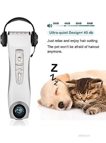 Triumilynn Silent Cat Dog Grooming Clippers Cordless Pet Trimmer Shavers Set Rechargeable Animal Hair Grooming Clipper with 4 Size Combs Attachment USB Charging Cord