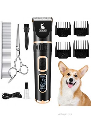 VOVO Dog Clippers Professional 3-Speed Low Noise Pet Grooming Kit Tools Rechargeable Cordless Electric Hair Clippers for Dogs Cats Pets