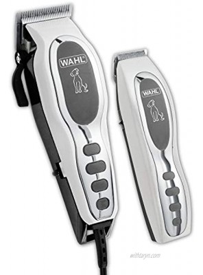 Wahl Pet-Pro Clipper & Trimmer Pet Grooming Combo Kit for Dogs and Cats: Comes with a corded Clipper and a battery operated Trimmer by The Brand Used By Professionals. #9284,Chrome White