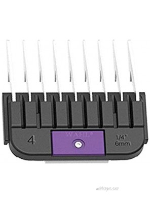 Wahl Professional Animal Stainless Steel Attachment Guide Comb for Wahl Detachable Blade Pet Clippers #4 1 4-Inch Cut Length #3372-100 Stainless Steel Black and Purple