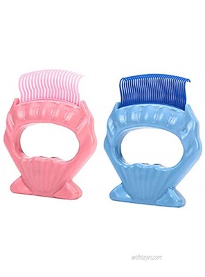 BONANA 2pcs Pet Comb Dog Cat Shedding Trimming Hair Removal Soft Brush Pet Grooming Massage Tools Safe and Gentle Plastic Claw Teeth for Removing Matted Fur Knots and TanglesBlue&Pink