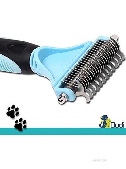 Dudi Pet Grooming Comb with 2 Sided Professional Grooming Rake for Cats & Dogs Safe Dematting Comb for Easy Mats & Tangles Removing No More Nasty Mats and Flying Hair