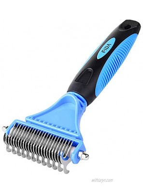 Fida Dematting Tool for Dogs and Cats 2 Sided Pet Undercoat Rake Safe Grooming & Deshedding Brush Comb Out Mats & Tangles Easily
