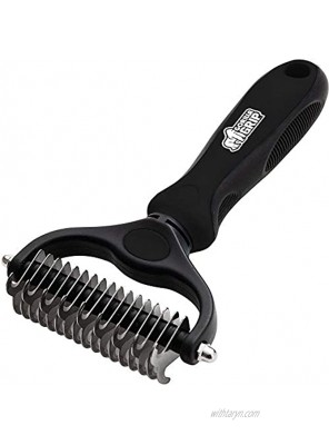 Gorilla Grip Comfort Handle Dematting and Deshedding Stainless Steel Gentle Pet Grooming Rake Brush Prevents Mats and Tangles 2 Sided Dog Fur Hair Comb Groom Undercoat Haired Cats and Dogs Black