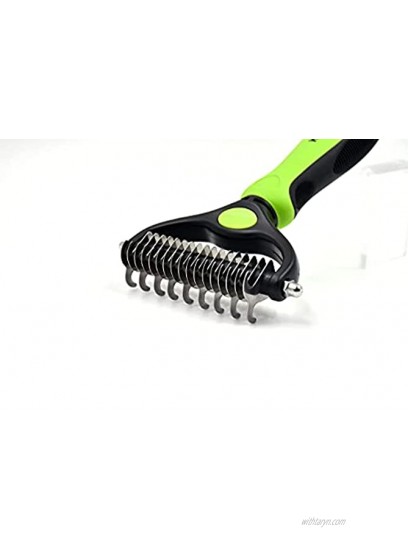Kukerose Pet Grooming Brush 2 Sided Undercoat Rake for Cats & Dogs -Shedding and Dematting Tool for Grooming Dog Undercoat Rake for Medium to Long Hair & Curly Hair.