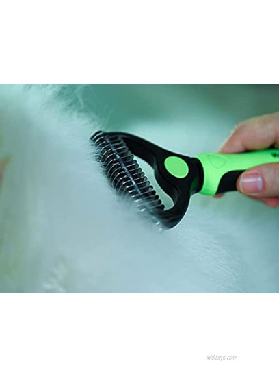 Kukerose Pet Grooming Brush 2 Sided Undercoat Rake for Cats & Dogs -Shedding and Dematting Tool for Grooming Dog Undercoat Rake for Medium to Long Hair & Curly Hair.