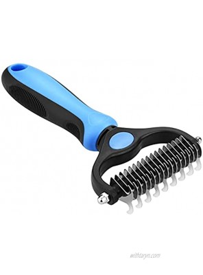 Pet Grooming Tools Dematting Brush-2 Sided and Safe Undercoat Rake-Deshedding Comb for Dogs and Cats with Medium and Long Hair-No More Nasty Shedding and Flying Hair
