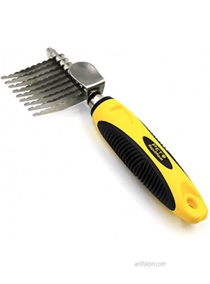 Pet Republique Dog Dematting Tool for Dogs and Cats Dematting Comb Rake for Undercoat and Mat Brush Knot Out for Dogs Cats Rabbits Any Long Haired Breed Pets Rake 9 Serration Teeth Design