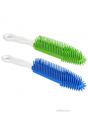 [2Pcs] Pet Hair Remove Brush Best Car & Auto Detailing Brush Portable Dogs Cats Hair&Lint Remover Brush Rubber Massage Brush for Furniture Car Interiors Carpet Blue and Green
