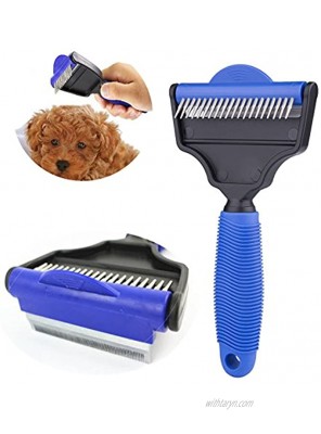 Goldsen Pet Dematting Comb 2 Sided Undercoat Rake for Cats&Dogs Pet Grooming Tool Removes Undercoat Mats for Small Medium and Large Breeds with Medium and Long Hair for Pet Brush Tool