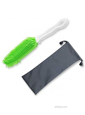 N A Multipurpose Rubber Pet Hair Removal Brush Dog & Cat Hair Remover Brush for Furniture Car Interior and Carpet，with Free Storage Bag（Green）