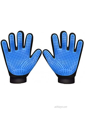 Pet Grooming Glove Soft Silicone Head Breathable Mesh Cat and Dog Massage Hair Removal Brush Mitten Blue