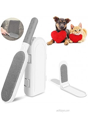 Pet Hair Remover Brush Reusable Dog Cat Hair Removal Tool with Double Sided Absorb Ergonomic Handle Travel Size Self-Cleaning Brush Lint Fur Remover for Short & Long Hair Furniture Car Couch