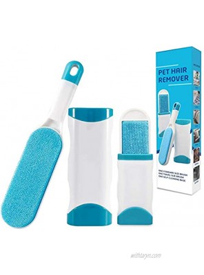 Pet Hair Remover,Reusable Dog Cat Hair Removal Tool with Double Sided Absorb,with Removable Base Ergonomic Handle,can be Used as lint Cat Dog Hair Remover Couch Clothing Car Seat