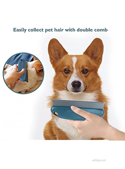 PETDOM Mini Pet Hair Remover for Carpets 6 Inch Double Row Comb Teeth with Handle Remover Rubber Brush for Cleaning Dog Cat Hair from Cat Trees Chairs,Car Detailing and Beds