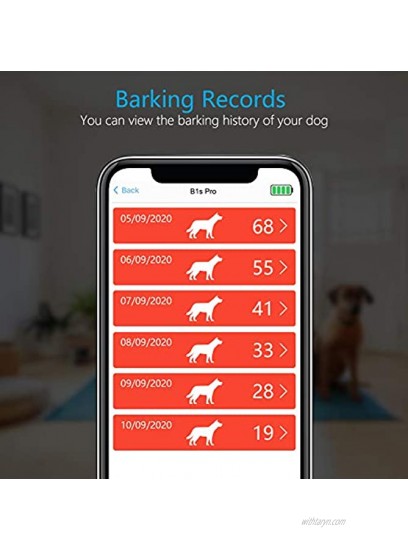 Dr.Trainer B1sPro Bark Collar with APP& Watch Control Waterproof Dog Bark Collar with Barking Record Humane Custom Settings and Progressive Mode Rechargeable Dog Shock Collar