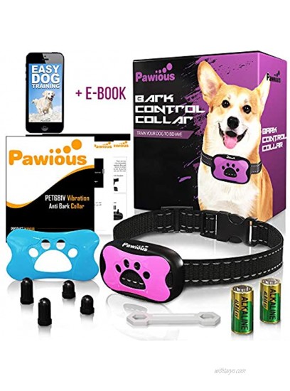 Pawious Bark Collar for Dogs Humane No Shock Anti Barking Collar Sound and Vibration 7 Sensitivity Levels for Small Medium and Large Dogs