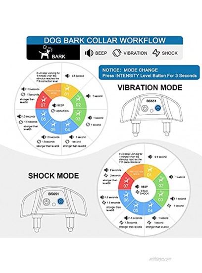 Rechargeable Dog Anti Bark Collar for Small Dogs 5-15lbs for Humane Beep Vibration Shock Training Collar of All Dog Breeds bark Collar