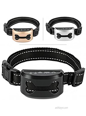 ShioSel Bark Collar for Small Medium Large Dog Stop Barking with Ultrasound and Harmless Shock Intelligent Anti-Barking Deterrent Device Black