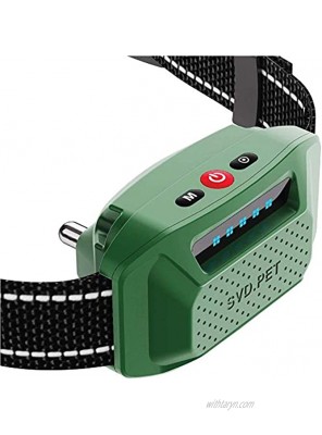 SVD.PET Waterproof Dog Bark Collar with Shock and Vibration Modes USB Rechargeable Battery Works Without Remote for Medium and Large Dogs Army Green