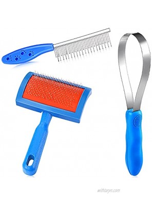 3 Pieces Dog Dual-Sided Shedding Blade Rake Dog Dematting Comb Shedding Brush Kit Pet Slicker Brush Dog Steel Comb Pet Grooming Tool Dog Brush for Cats Dogs Hair Knots and Tangles