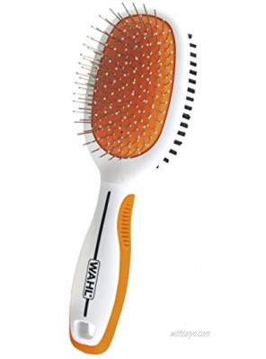 Wahl Premium Pet Double Sided Large Pin Bristle Brush with Ergonomic Rubber Grips for Comfortable Brushing and Finishing Coats of Dogs and Cats – Model 858414