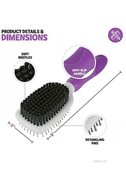 Double-Sided Pet Brush for Grooming & Massaging Dogs Cats & Other Animals – Fur Detangling Pins & Coat Smoothing Slicker Bristles Double The Brushing Groom Power in One Tool Double Sided Brush