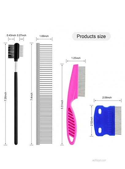 GUBCUB Pets Grooming Comb Kit for Small Dogs Puppies Tear Stain Remover Comb 2-in-1 Dog Combs with Round Teeth to Remove Knots Crust Mucus