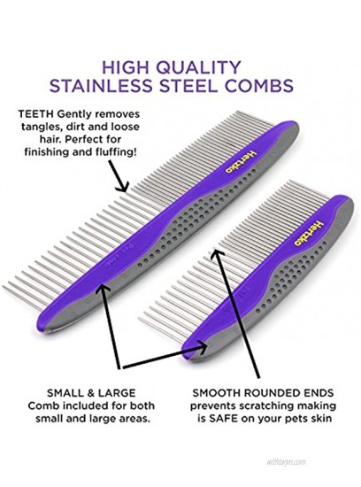 HERTZKO 2 Pack Pet Combs Small & Large Comb Included for Both Small & Large Areas -Removes Tangles Knots Loose Fur and Dirt. Ideal for Everyday Use for Dogs and Cats with Short or Long Hair