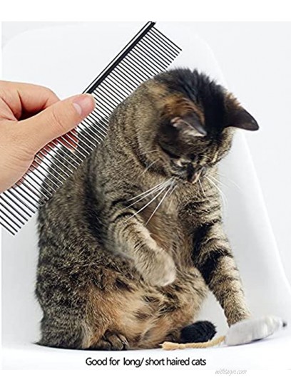 INFIAURO Dog Combs for Grooming with Rounded Ends Teeth Solid Stainless Steel Cat Combs for Taking Tangles Mats Out with Ease Never Hurt Your Pets Black.