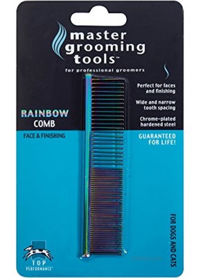 Master Grooming Tools Steel Pet Rainbow Greyhound Comb Fine and Coarse 7-1 2-Inch