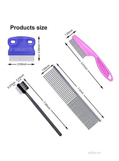Qbily 5-in-1 Professional Pets Grooming Comb Kits for Small Dogs Puppies with storage box Tear Stain Remover Comb With Double Head dog combs for grooming small dogs,Knotted hair Crust Mucus 5pcs