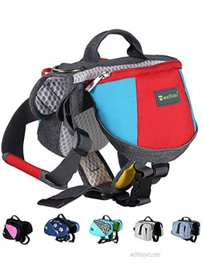 Wellver Adjustable Dog Saddle Bag Backpack Hound Travel Saddle Bag Packs Hiking Walking Camping for Small & Medium & Large & Extra Large Dogs