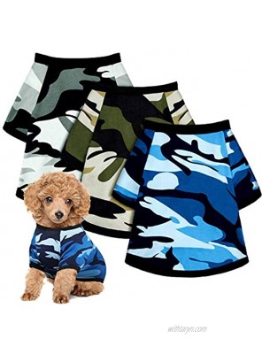 3 Pieces Dog Clothes Camo Shirts Pet Costume Clothes Comfortable Camouflage Puppy Tee Shirts Sweatshirt Breathable Dog Vest Pet Apparel for Small Medium Dogs Cats Classic Pattern,Small