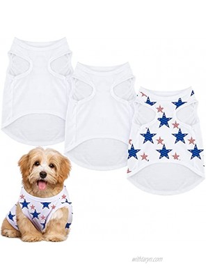 3 Pieces Sublimation Blank Dog Shirt Plain Pet Shirt Polyester Dog Tee Shirt White Pet Clothing Sublimation Vinyl Blank DIY Embroidery Tie Dye Iron on Patches Large