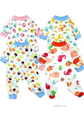 4 Pieces Puppy Dog Pajamas Pet Dog Soft Cute Clothes Dog Jumpsuit Breathable Puppy Bodysuits for Pet Dog Cat 4 Styles Mermaid Elephant Paw Print Giraffe M