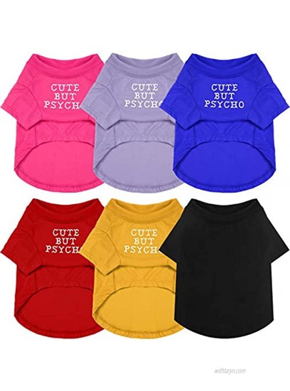 6 Pieces Dog Shirts Printed Letter Puppy Shirts Cute Breathable Puppy Sweatshirt Dog Clothes Pet Apparel for Small and Medium Dog Small