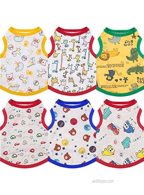 6 Pieces Dog Shirts Printed Puppy Shirts Cute Breathable Puppy Sweatshirt Dog Clothes Pet Apparel for Small and Medium Dog
