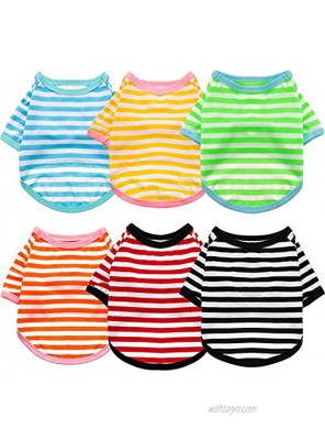 6 Pieces Dog Striped T-Shirt Dog Shirt Breathable Pet Apparel Colorful Puppy Sweatshirt Dog Clothes for Small to Medium Dogs Puppy