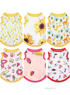6 Pieces Printed Puppy Shirts Breathable Pet Clothes Soft Dog T-Shirt Dog Sweatshirt Dog Sleeveless Cute Dog Clothing Pet Apparel Dog Vest Pet Shirts for Dogs and Cats Small