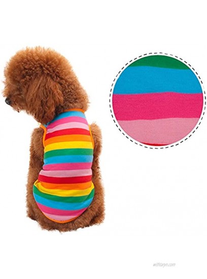 BUYITNOW Rainbow Stripe Pet Vest Breathable Summer Cotton Sleeveless T-Shirt Small Dog Cat Clothes