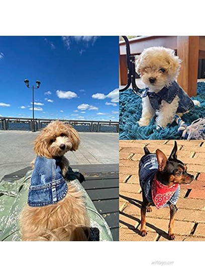 Dog Jean Jacket Puppy Blue Denim Lapel Vest Coat Costume Girl Boy Dog T-Shirt Clothes Cool and Funny Apparel Outfits Machine Washable Dog Outfits for Small Medium Dogs Cats