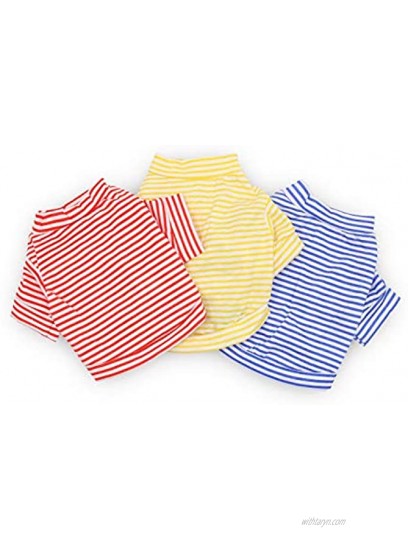 DroolingDog Dog Clothes Pet Striped T-Shirt for Small Dogs Pack of 3