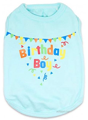 DroolingDog Pet Birthday Clothes Dog Birthday Shirts for Small Dogs Boy Blue