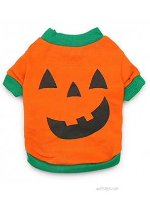 DroolingDog Pet Clothes Dog Halloween Pumpkin Head T-Shirt for Small Dogs