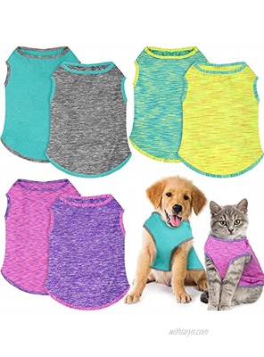Frienda 6 Pieces Summer Pet T-Shirt Soft Sleeveless Dog Shirt Breathable Puppy Pullover Vest 6 Colors Cute Blank Pet Clothing Supply for Small Medium Cat Dog Puppy M Size